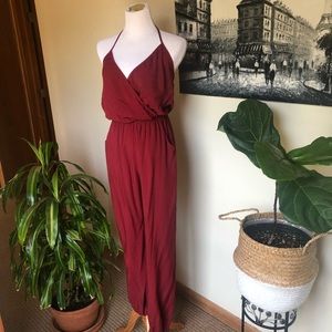 Burgundy holiday jumpsuit / romper